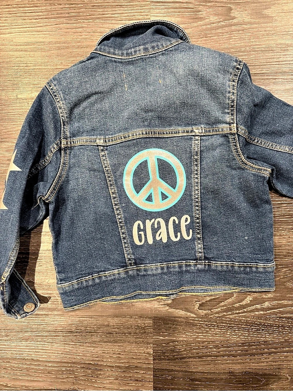Kids Blue Denim Jean Jacket w name GRACE